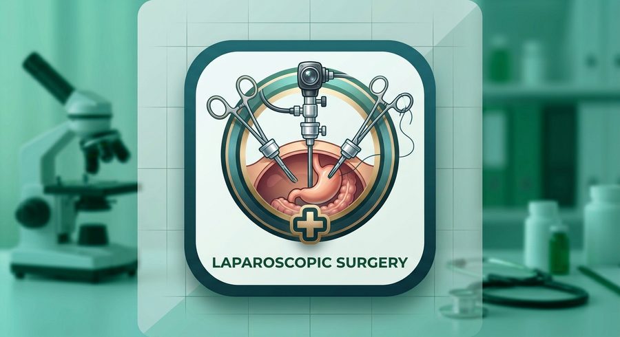 Illustration of general laparoscopic surgery