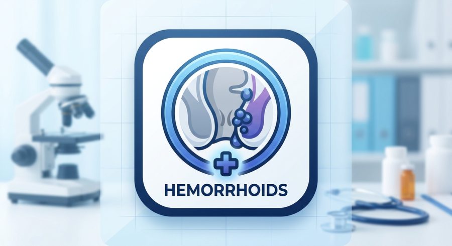 Illustration of piles and hemorrhoid treatment